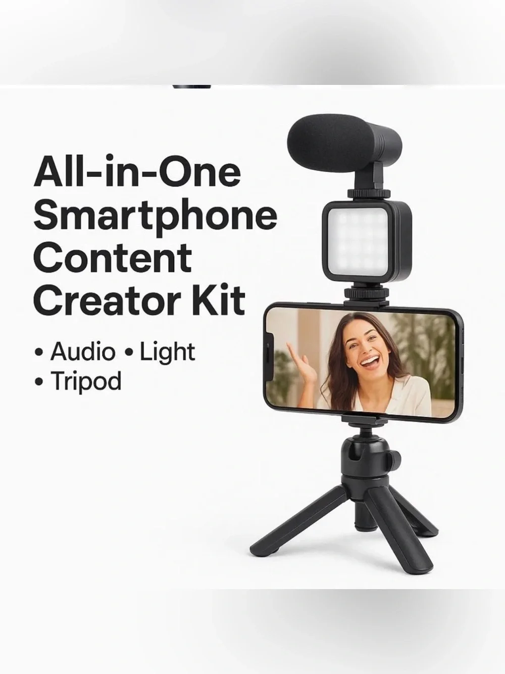 Video-Making Kit AY-49, has Audio, Light, Microphone & Tripod, New